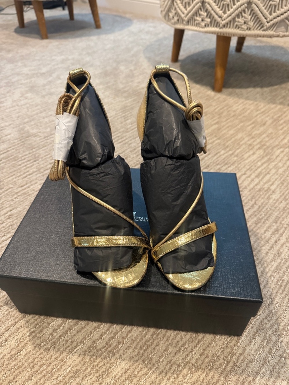 Patrizia Pepe 95mm metallic lace-up sandals